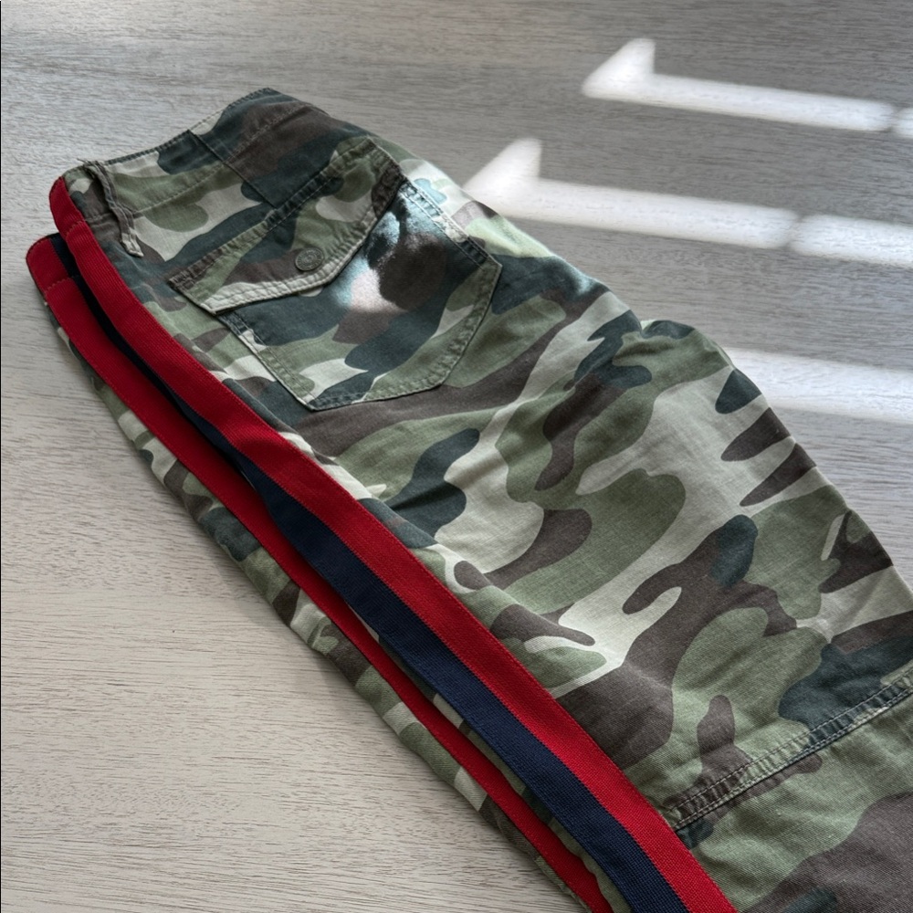 MOTHER Camouflage and Red Ankle Pants